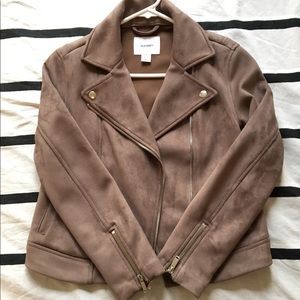 Old Navy Taupe Suede Moto Jacket (EUC)